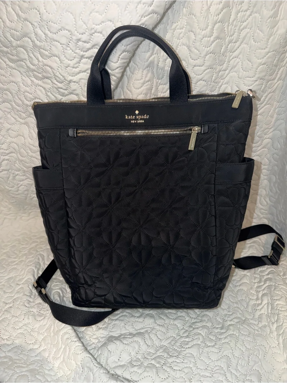 Kate Spade Flower Quilted Convertible Tote-Backpack with Gold Hardware - Picture 2 of 9